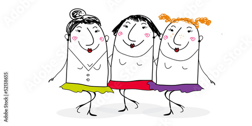 Kartoon Frauen, Freundinen