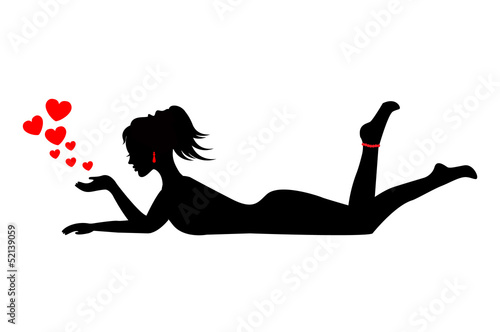 silhouette of a woman lying on her stomach