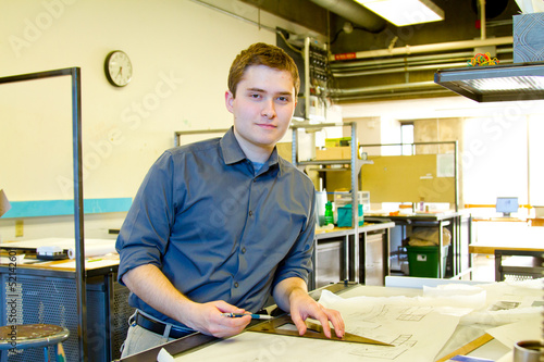 Obraz na plátně College Student Drafting Architecture