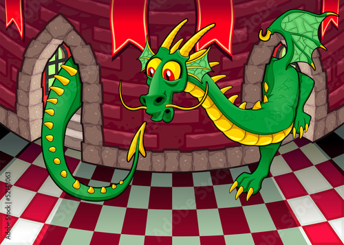 Inside the castle with dragon.