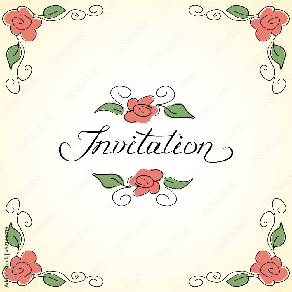Invitation card with floral pattern Invitation card with floral pattern