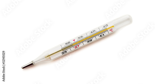 The isolated glass thermometer on a white background