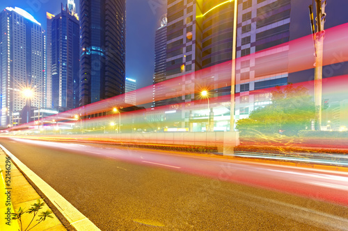 light trails on the street in shanghai  China.