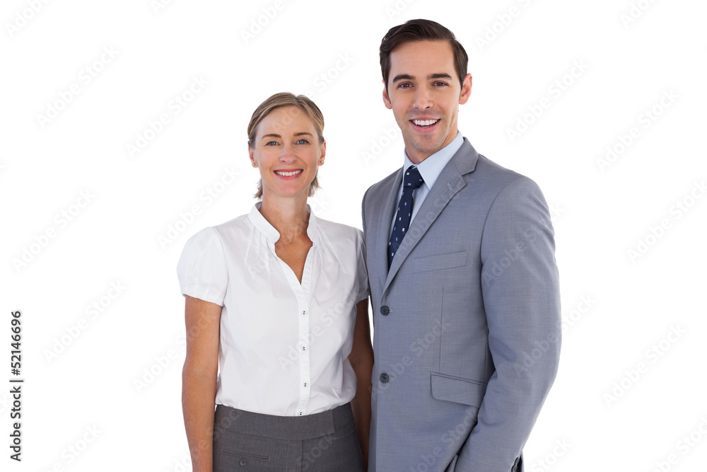 Smiling co workers standing together Smiling co workers standing together