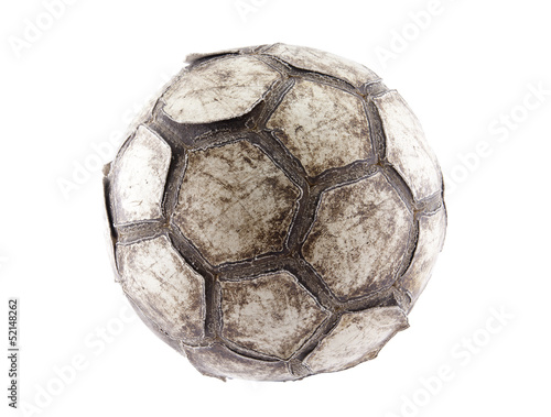 Old soccer ball with clipping path