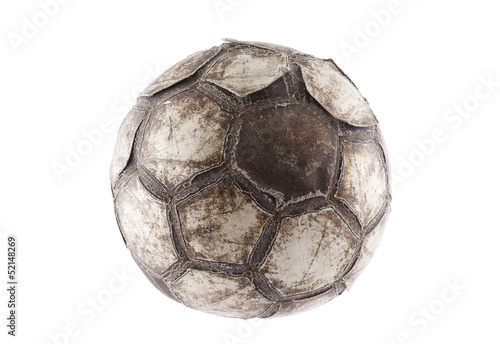 Old soccer ball with clipping path