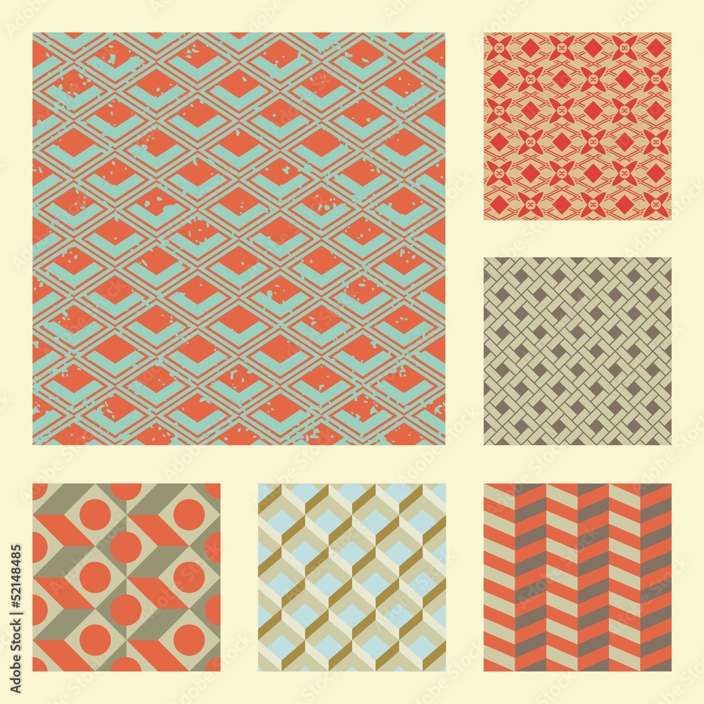 Retro set with various seamless geometric patterns Retro set with various seamless geometric patterns