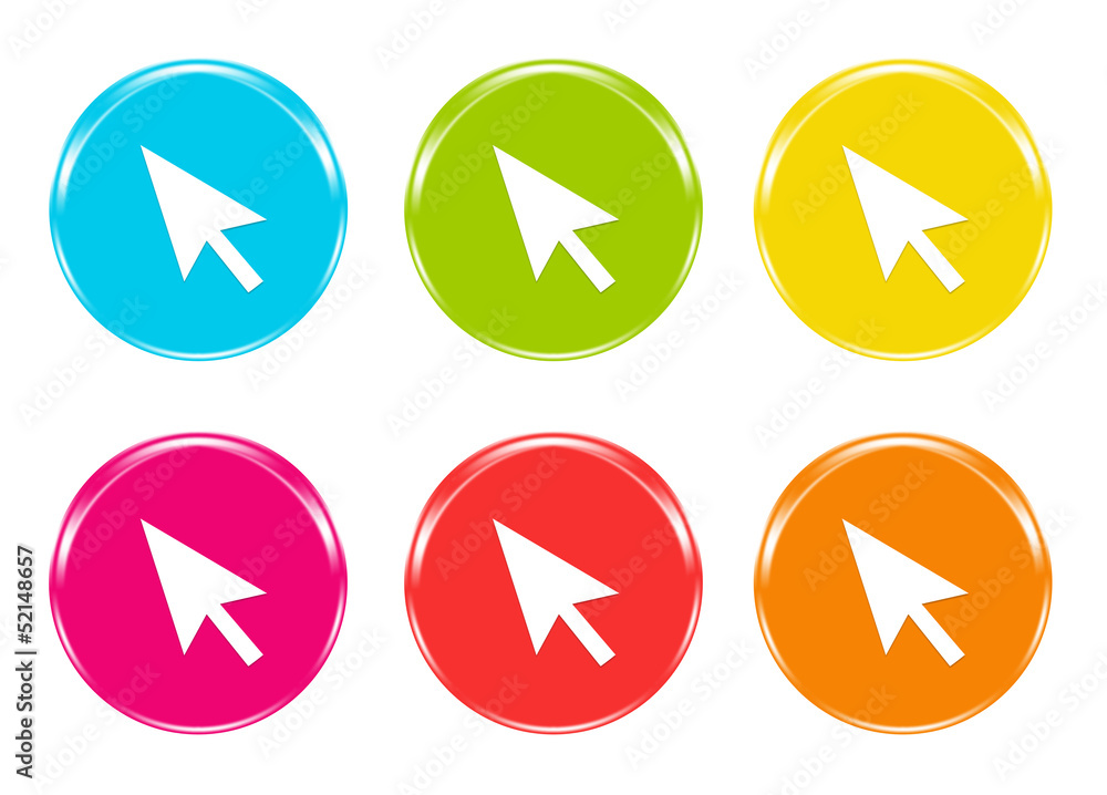 Iconos con una flecha en varios colores Iconos con una flecha en varios colores
