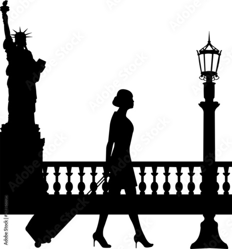 A business woman traveling on business trip in New York