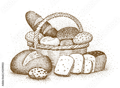 Bakery products drawn by hand