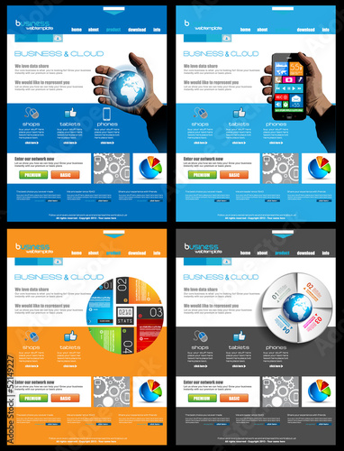 Web designs set with 4 different subjects-themes