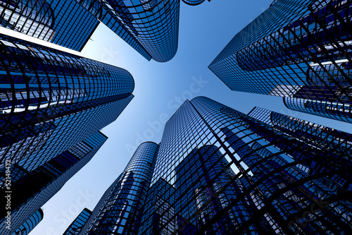 Reflective skyscrapers, business office buildings. Fototapet