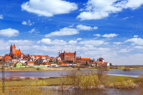 Gniew town with teutonic castle at Wierzyca river, Poland photo