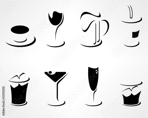 Collection of simple minimalistic drink icons