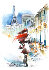 Keuken achterwand Illustratie Parijs Fashion in city  © okalinichenko