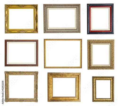 Colección de marcos de cuadro aislados sobre fondo blanco