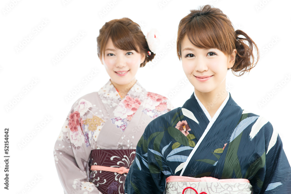 Beautiful japanese kimono women isolated on white background Beautiful japanese kimono women isolated on white background