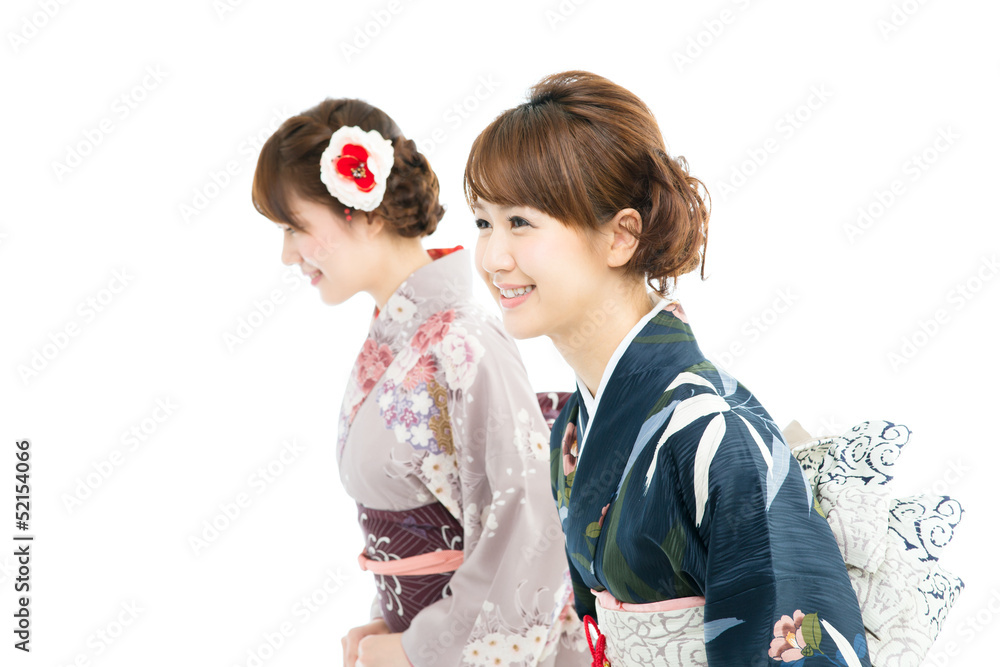 Beautiful japanese kimono women isolated on white background Beautiful japanese kimono women isolated on white background