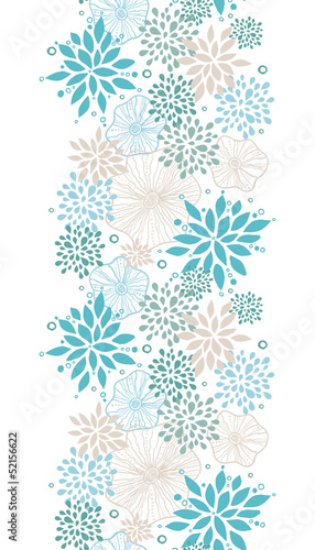 Vector blue and gray plants vertical seamless pattern background