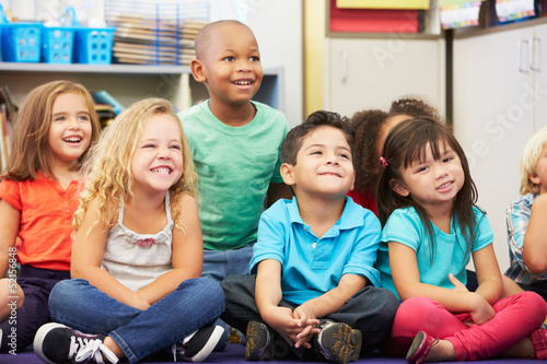 Group of Elementary Pupils In Classroom