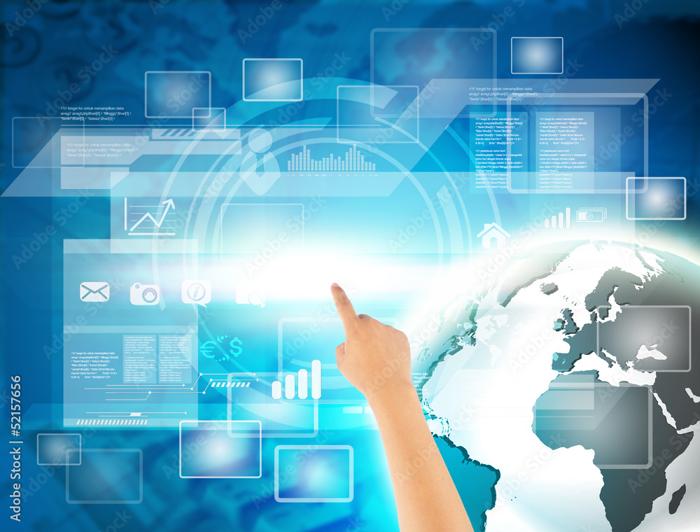 hand touching digital virtual technology in the world hand touching digital virtual technology in the world