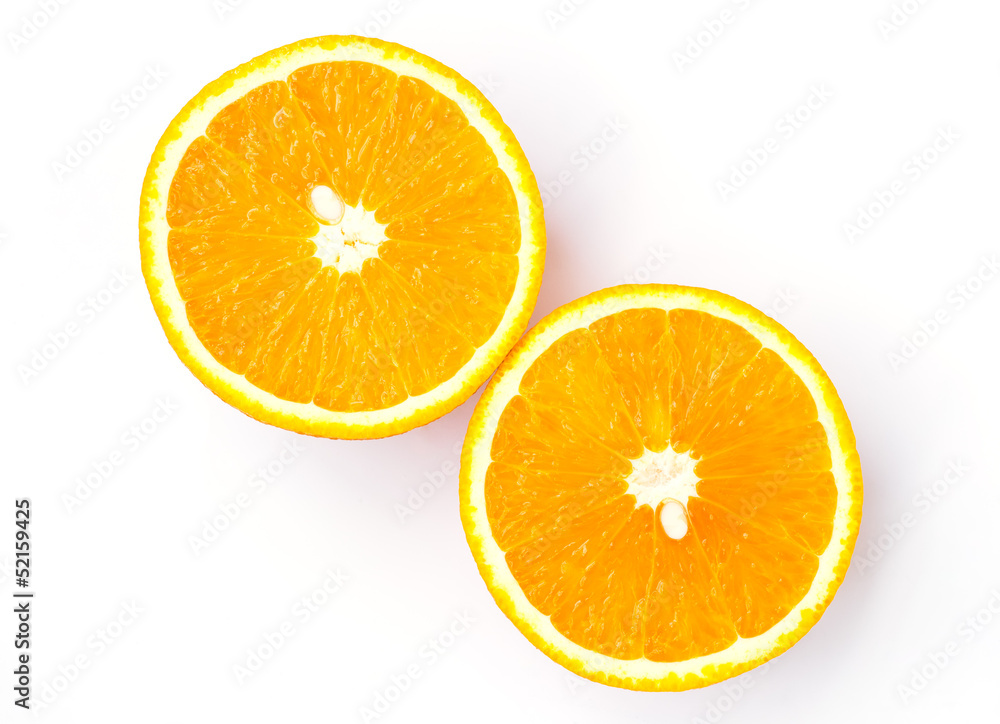 half orange isolated on white background half orange isolated on white background