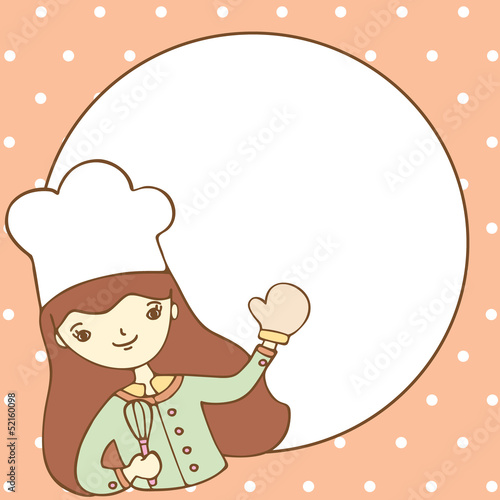 Cute girl chef with an empty space for your text