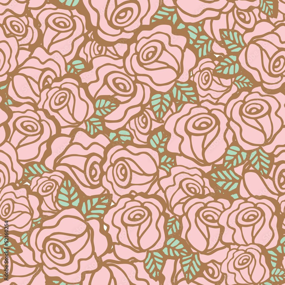 Seamless pattern background of vintage style roses flower
