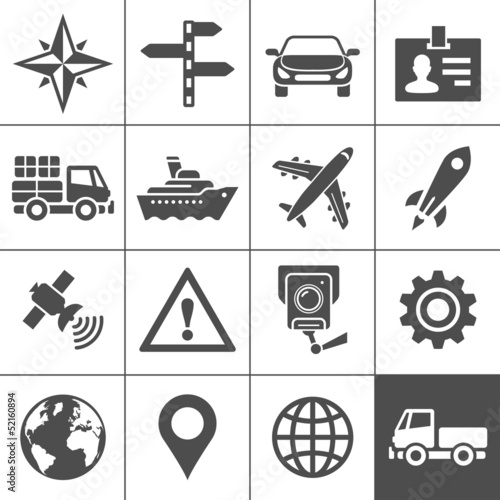 Transportation icons set. Simplus series
