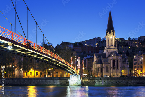 footbridge and church