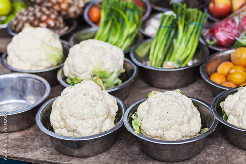 cauliflower and other vegetables on sale