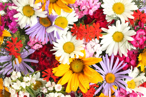 beautiful bouquet of bright  wildflowers  close up