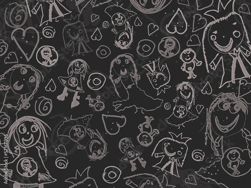 children's drawings on a black background © pixel_dreams