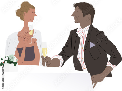 シャンパンを飲むカップル