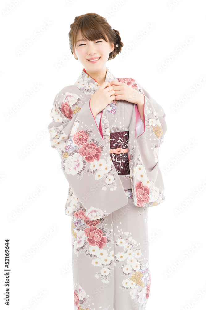 Beautiful japanese kimono woman isolated on white background Beautiful japanese kimono woman isolated on white background