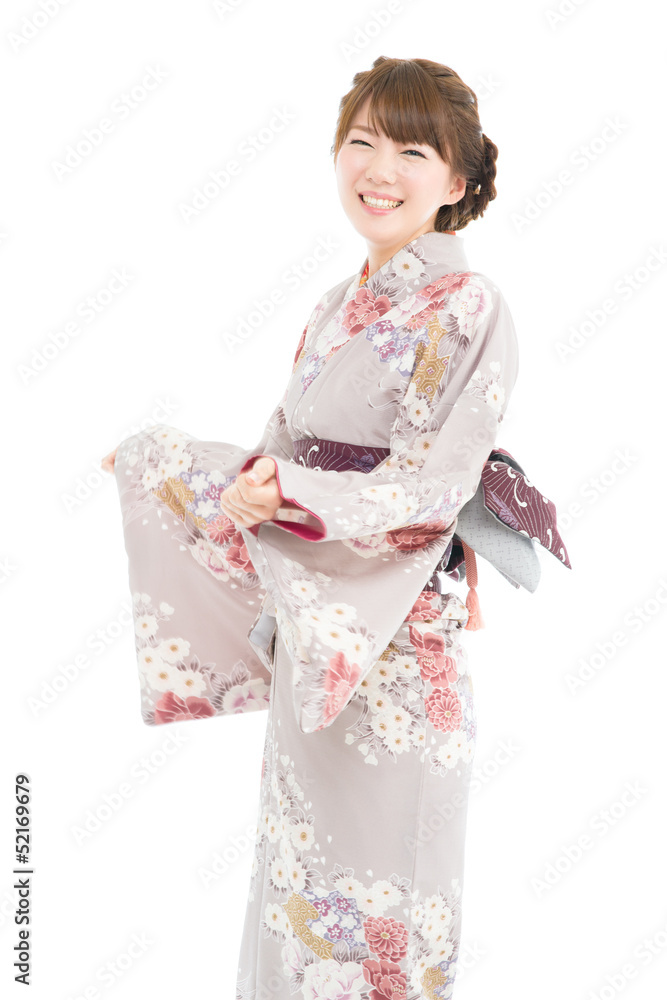 Beautiful japanese kimono woman isolated on white background Beautiful japanese kimono woman isolated on white background