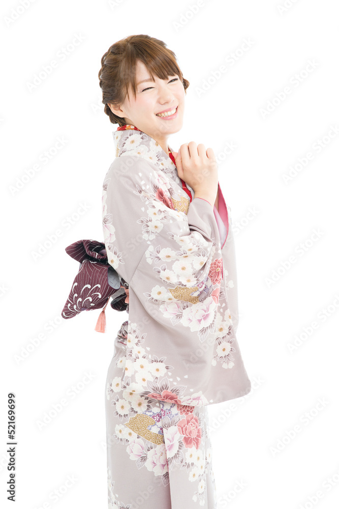 Beautiful japanese kimono woman isolated on white background Beautiful japanese kimono woman isolated on white background