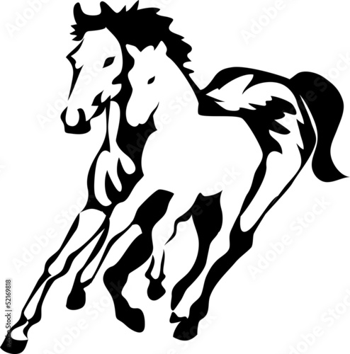 running mare with foal