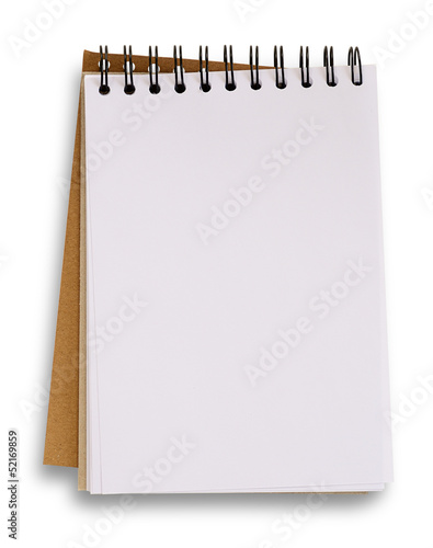 Open blank notebook isolated on white, clipping path.