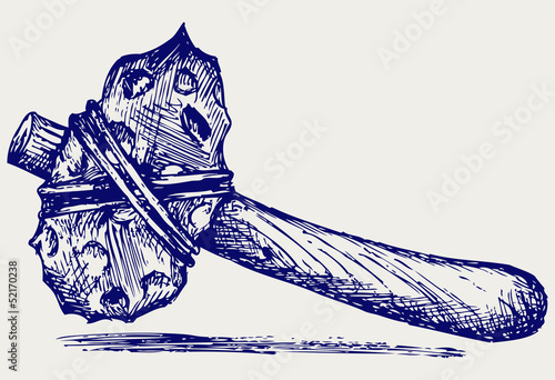Primitive hammer. Doodle style