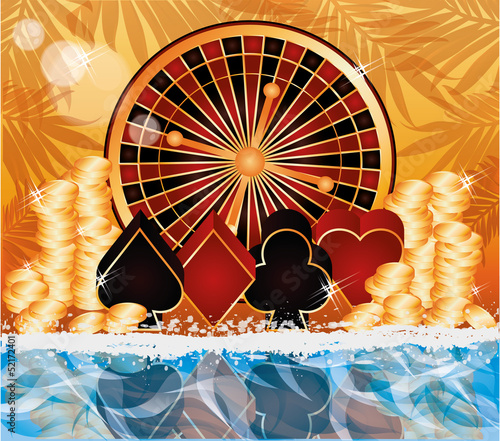 Summer poker time card, vector illustration