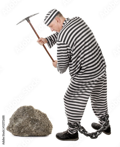 Картината върху платно Convict prisoner jailbird pestle rock with pickax