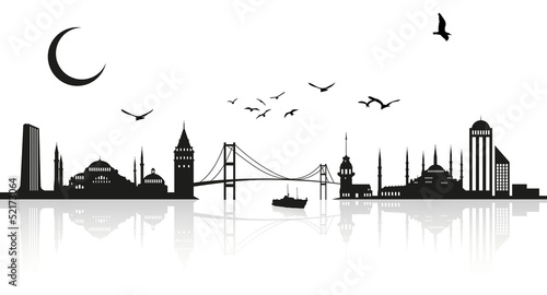Print op canvas İstanbul silhouette