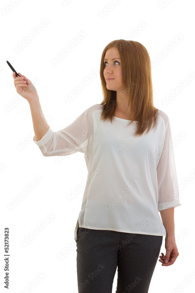 Business lady in black and white suit Business lady in black and white suit