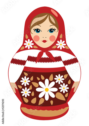 Russian doll in red with details