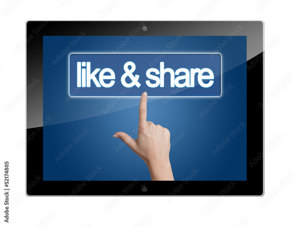 Tablet like and share button Tablet like and share button