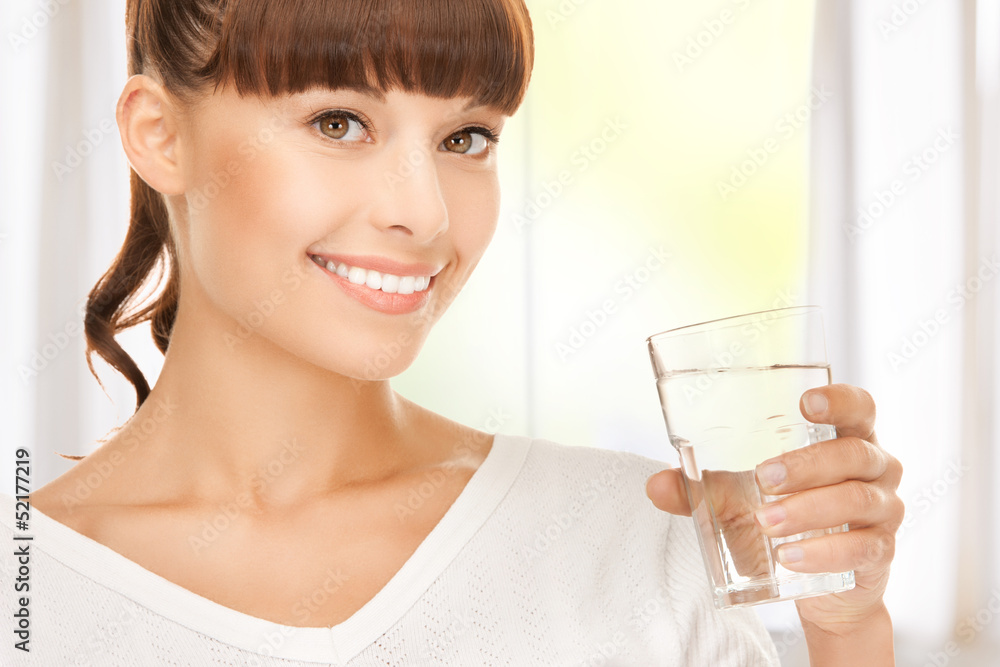 young smiling woman with glass of water young smiling woman with glass of water