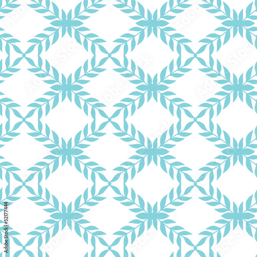 Vector blue argyle leaves seamless pattern background with