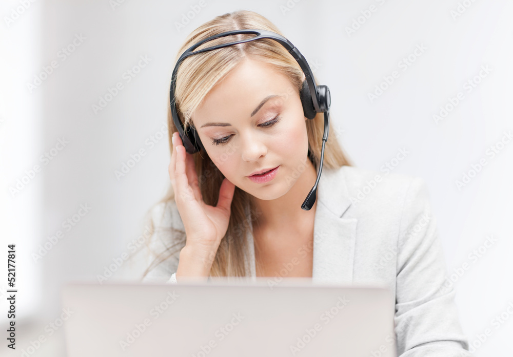 female helpline operator with laptop female helpline operator with laptop