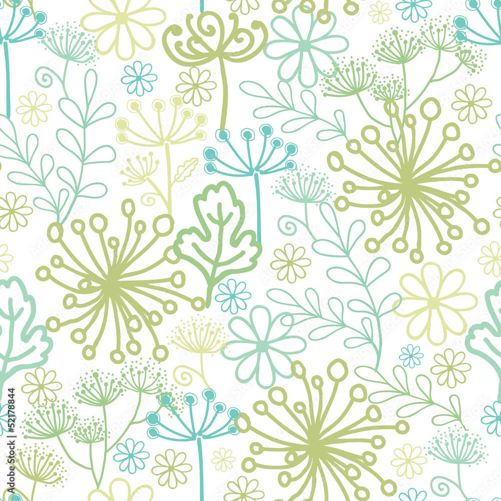 Vector Mysterious green garden seamless pattern background with